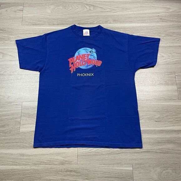 Vintage Shirt Mens Extra Large Blue Planet Hollywood Phoenix Arizona 90s Retro - Picture 1 of 8
